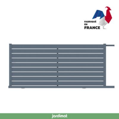 Portail coulissant motorisé rioz 350x159,1 cm Gris anthracite 7016 Jardimat