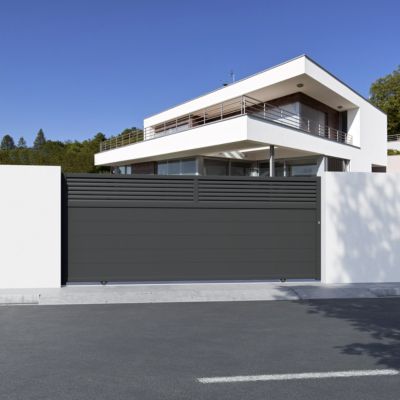 Portail coulissant Nazare aluminium gris 7016 - 410 x h.164 cm 4ALU
