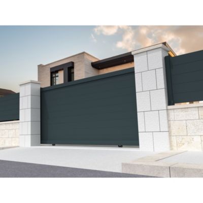 Portail coulissant plein RUUMI 3000x1692mm (Gris anthracite)