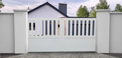 Portail coulissant pvc Naussac blanc - 350 x h.150 cm