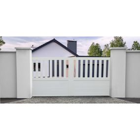 Portail coulissant pvc Naussac blanc - 350 x h.150 cm