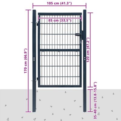 Portail de clôture 2D (simple),Porte de jardin,Portillons de jardin Gris anthracite 100x120 cm