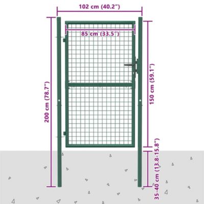 Portail de clôture,Porte de jardin,Portillons de jardin en acier 100x150 cm vert