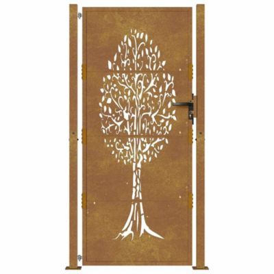Portail de jardin 100x175 cm en acier Corten avec motif arbre vidaXL