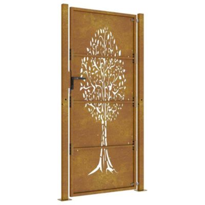 Portail de jardin 100x175 cm en acier Corten avec motif arbre vidaXL
