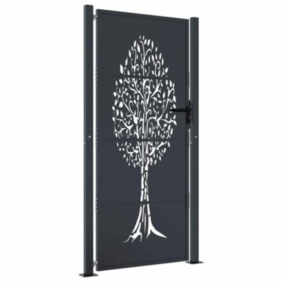 Portail de jardin Anthracite 100x175 cm Acier Design Arbre vidaXL