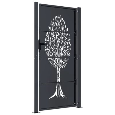 Portail de jardin Anthracite 100x175 cm Acier Design Arbre vidaXL