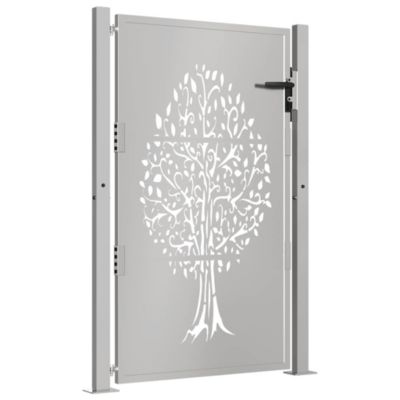 Portail de jardin,Porte de jardin,Portillons de jardin 100x125 cm en acier Corten avec motif arbre