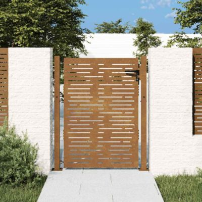 Portail de jardin,Porte de jardin,Portillons de jardin 100x125 cm en acier Corten, design carré