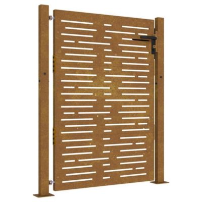 Portail de jardin,Porte de jardin,Portillons de jardin 100x125 cm en acier Corten, design carré