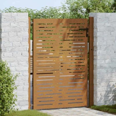 Portail de jardin,Porte de jardin,Portillons de jardin 100x125 cm en acier Corten, design carré