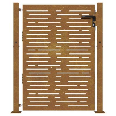 Portail de jardin,Porte de jardin,Portillons de jardin 100x125 cm en acier Corten, design carré