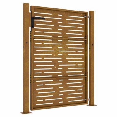 Portail de jardin,Porte de jardin,Portillons de jardin 100x125 cm en acier Corten, design carré