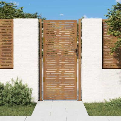 Portail de jardin,Porte de jardin,Portillons de jardin 100x175 cm en acier Corten, design carré
