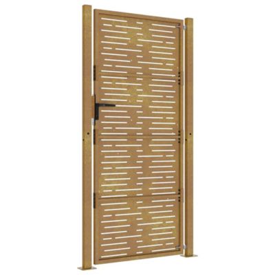 Portail de jardin,Porte de jardin,Portillons de jardin 100x175 cm en acier Corten, design carré