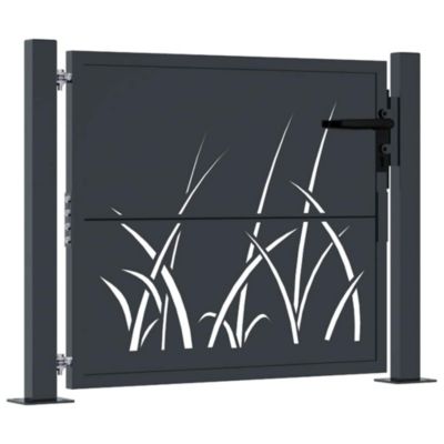 Portail de jardin,Porte de jardin,Portillons de jardin Anthracite 100x100 cm Acier Design Herbe