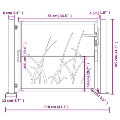 Portail de jardin,Porte de jardin,Portillons de jardin Anthracite 100x100 cm Acier Design Herbe