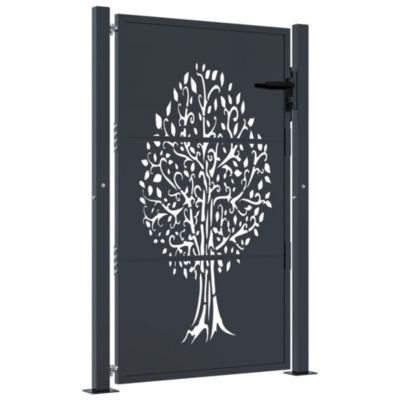 Portail de jardin,Porte de jardin,Portillons de jardin anthracite 100x125 cm acier conception d'arbre