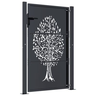 Portail de jardin,Porte de jardin,Portillons de jardin anthracite 100x125 cm acier conception d'arbre
