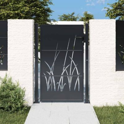 Portail de jardin,Porte de jardin,Portillons de jardin Anthracite 100x125 cm Acier Design Herbe