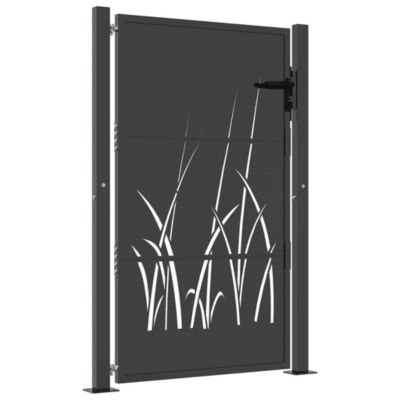 Portail de jardin,Porte de jardin,Portillons de jardin Anthracite 100x125 cm Acier Design Herbe