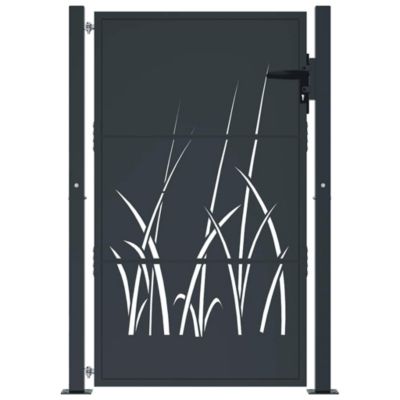 Portail de jardin,Porte de jardin,Portillons de jardin Anthracite 100x125 cm Acier Design Herbe