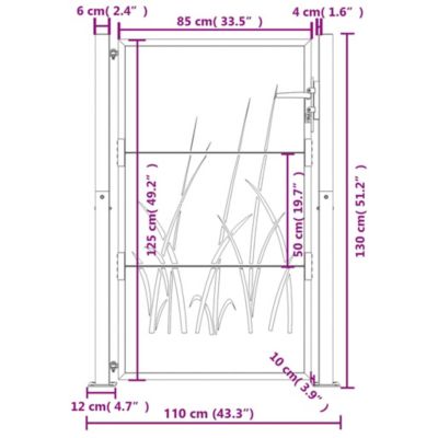 Portail de jardin,Porte de jardin,Portillons de jardin Anthracite 100x125 cm Acier Design Herbe