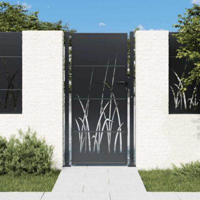 Portail de jardin,Porte de jardin,Portillons de jardin Anthracite 100x175 cm Acier Design Herbe