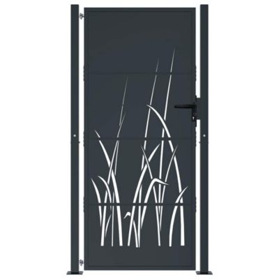 Portail de jardin,Porte de jardin,Portillons de jardin Anthracite 100x175 cm Acier Design Herbe