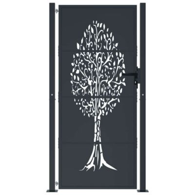 Portail de jardin,Porte de jardin,Portillons de jardin Anthracite 100x200 cm Acier Design Arbre