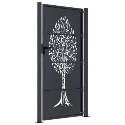 Portail de jardin,Porte de jardin,Portillons de jardin Anthracite 100x200 cm Acier Design Arbre