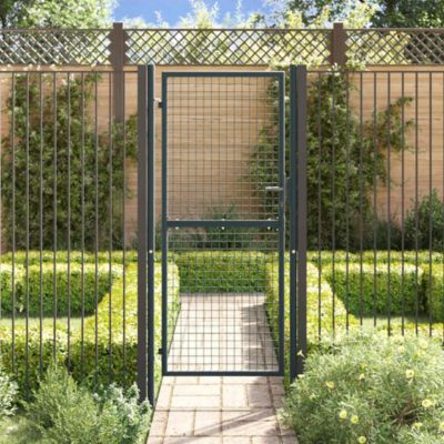 Portail de jardin,Porte de jardin,Portillons de jardin grillagé en acier galvanisé gris 100 x 200 cm