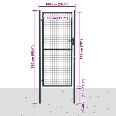 Portail de jardin,Porte de jardin,Portillons de jardin grillagé en acier galvanisé gris 100 x 200 cm
