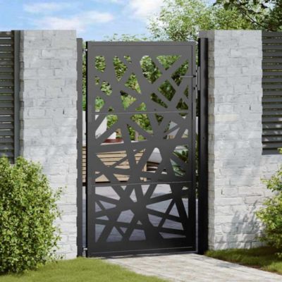 Portail de jardin,Porte de jardin,Portillons de jardin noir 100x150 cm en acier léger