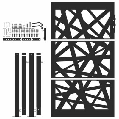 Portail de jardin,Porte de jardin,Portillons de jardin noir 100x150 cm en acier léger