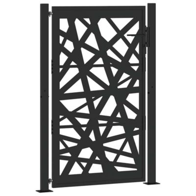 Portail de jardin,Porte de jardin,Portillons de jardin noir 100x150 cm en acier léger