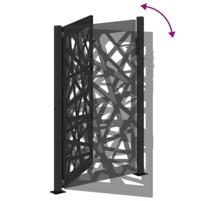 Portail de jardin,Porte de jardin,Portillons de jardin noir 100x150 cm en acier léger