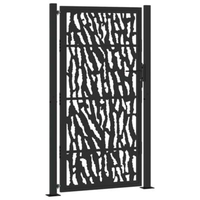 Portail de jardin,Porte de jardin,Portillons de jardin noir 100x175 cm en acier avec motif de traces