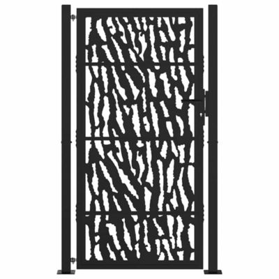 Portail de jardin,Porte de jardin,Portillons de jardin noir 100x175 cm en acier avec motif de traces