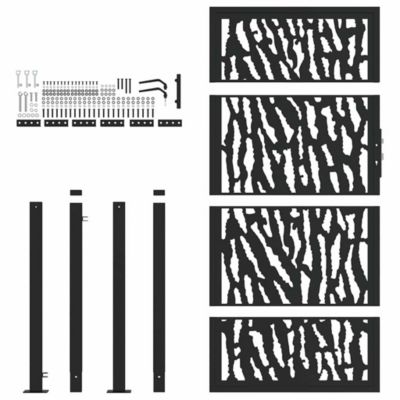 Portail de jardin,Porte de jardin,Portillons de jardin noir 100x175 cm en acier avec motif de traces