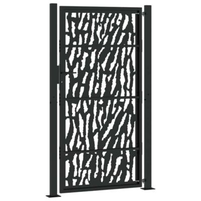 Portail de jardin,Porte de jardin,Portillons de jardin noir 100x175 cm en acier avec motif de traces