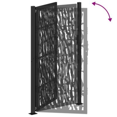 Portail de jardin,Porte de jardin,Portillons de jardin noir 100x175 cm en acier avec motif de traces