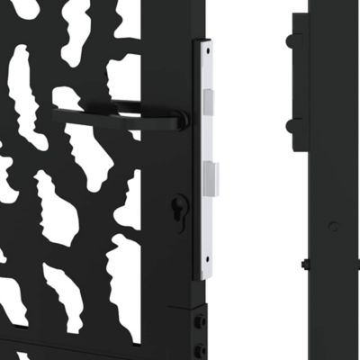 Portail de jardin,Porte de jardin,Portillons de jardin noir 100x175 cm en acier avec motif de traces