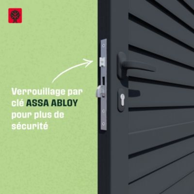 Portail effet persienne battant Neva aluminium gris anthracite RAL 7021 l.300 x H.163 cm Klikstrom