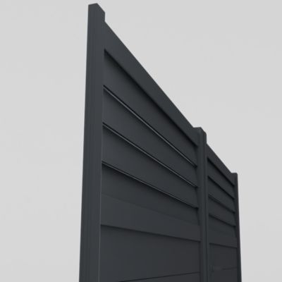 Portail effet persienne battant Neva aluminium gris anthracite RAL 7021 l.300 x H.163 cm Klikstrom
