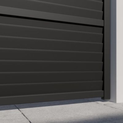 Portail effet persienne battant Neva aluminium gris anthracite RAL 7021 l.350 x H.163 cm Klikstrom