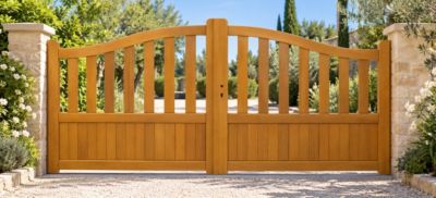 Portail En Bois Ajouree L3,50m X H1,10/1,30 (sans Quincaillerie) Gd Menuiseries