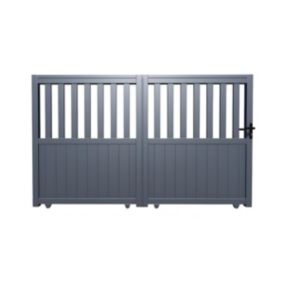 Portail en kit coulissant aluminium semi ajouré L343 x H149 cm anthracite en kit TARNOS II