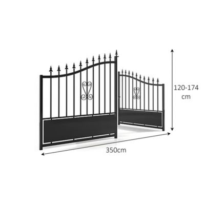Portail fer Braga noir - 350 x h.120/174 cm
