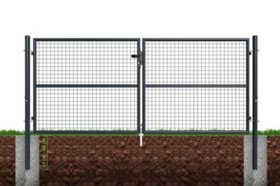 Portail grillagé 3m OLGA H.130cm + Portillon 1m OLGA H.130cm Gris